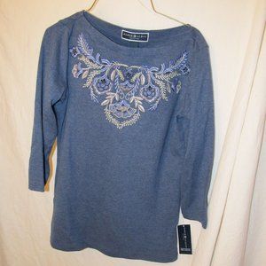 Heather Indigo Womens top by Karen Scott NWT Size PP